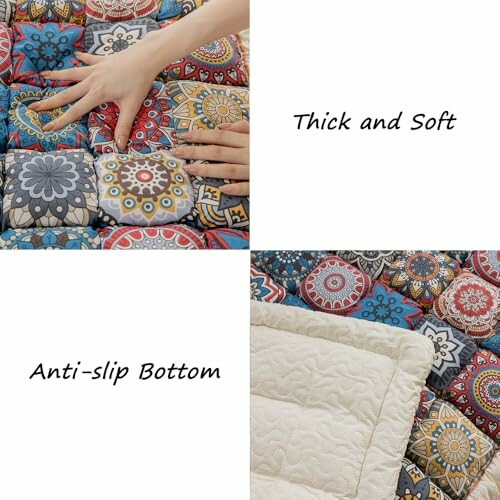 Colorful floor mat with anti-slip bottom, thick and soft design.