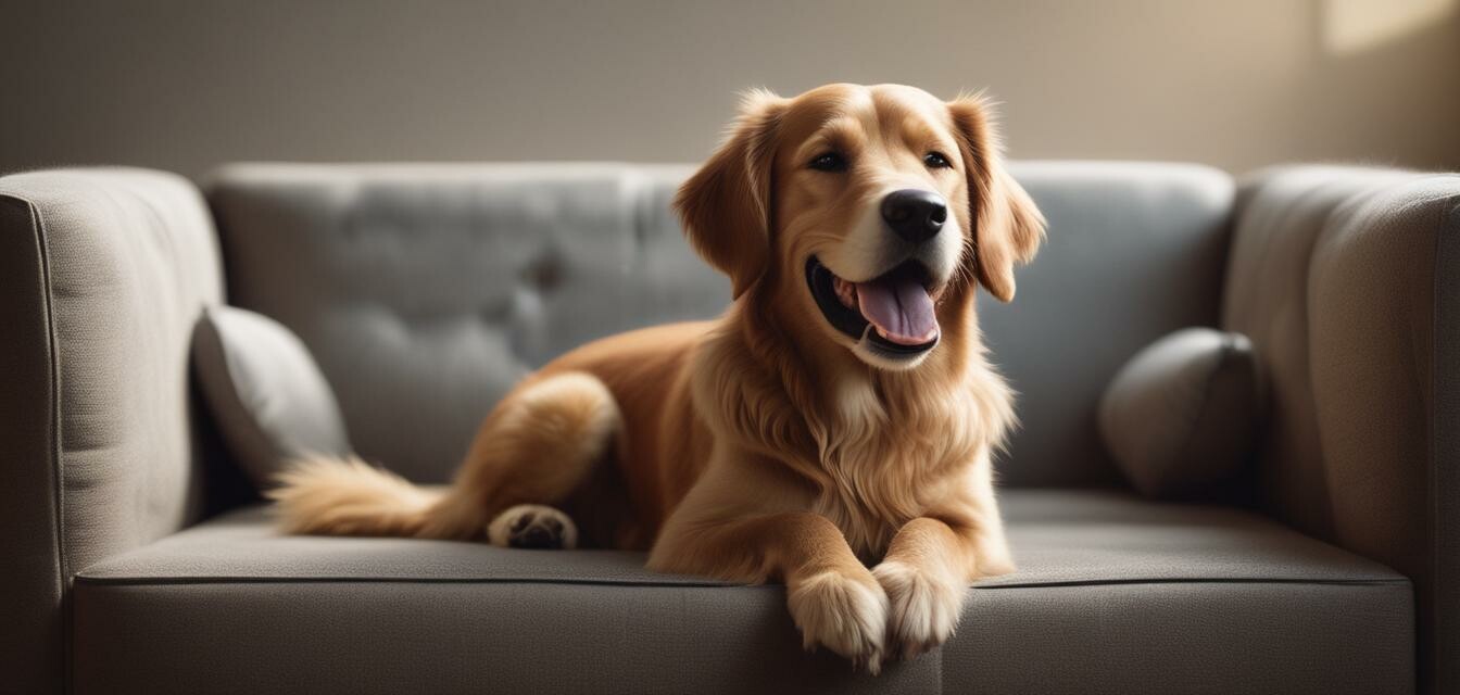 Happy Dog on Sofa