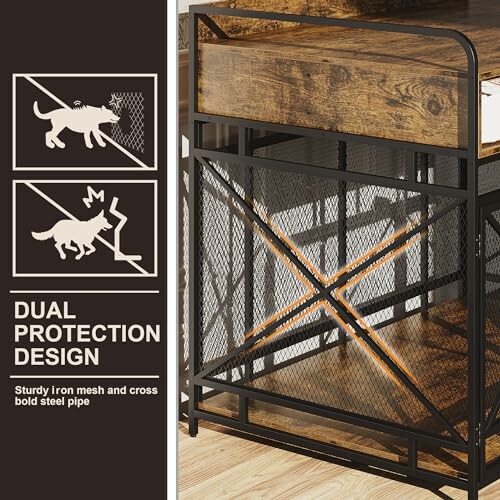 Furniture with dual protection design using sturdy iron mesh and cross steel pipe.