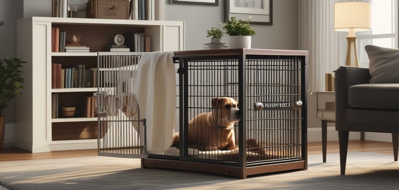 Furniture-Style Dog Crate in a Living Room