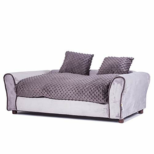 Gray dog sofa bed with pillows