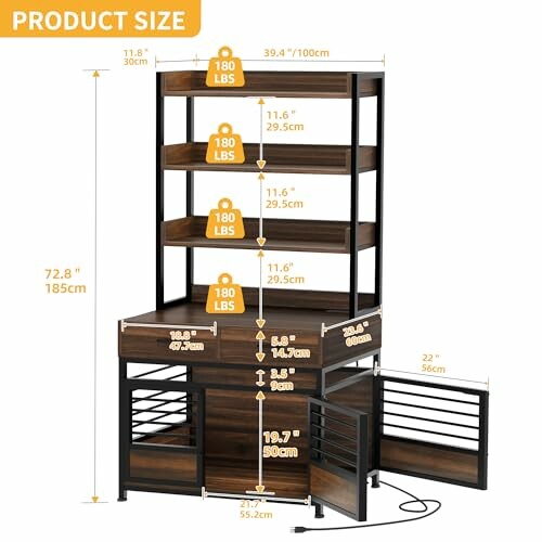 Industrial storage shelf unit with weight capacity and dimensions.