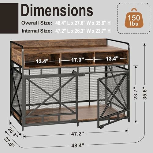 Kitchen island dimensions and weight capacity.