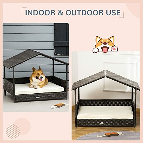 Pet bed for indoor and outdoor use with a dog resting on it.