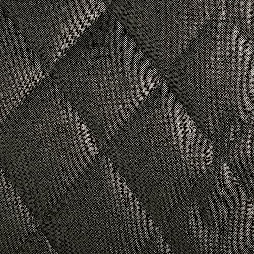 Close-up of black quilted fabric texture.